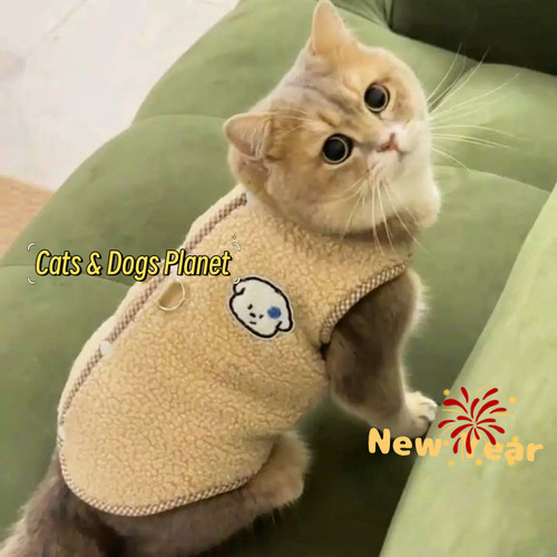 猫咪衣服秋冬保暖新年马甲狗狗背心防掉毛金渐层布偶美短蓝猫可爱