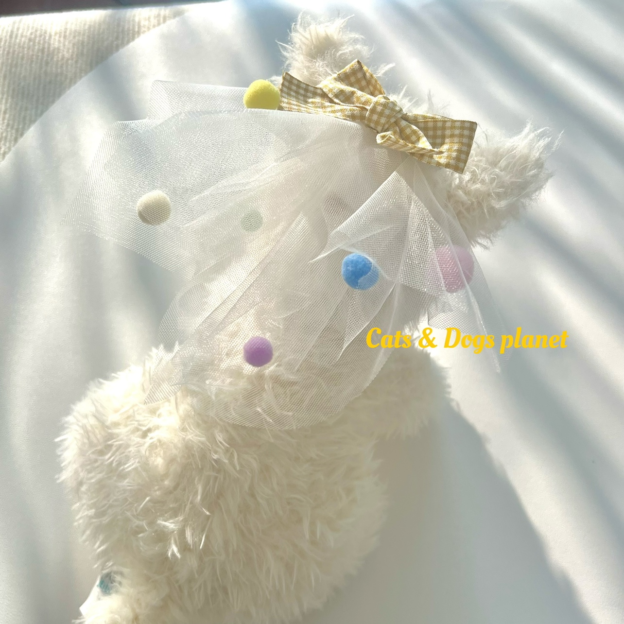 宠物装扮猫咪狗狗头纱发夹婚纱网纱头饰宠物搭配拍照道具可爱公主