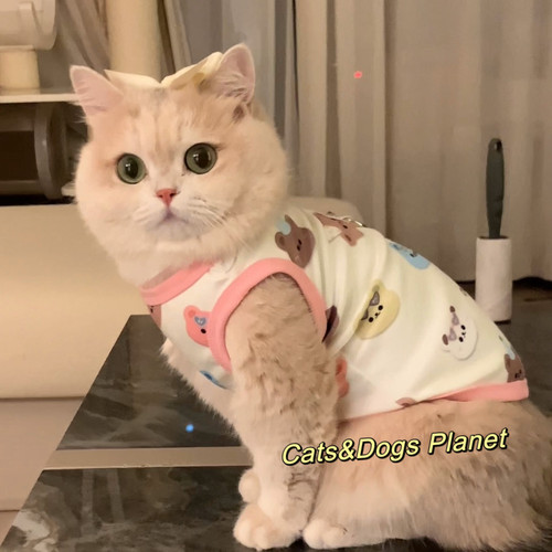 25年春夏新款猫咪防掉毛德绒背心
