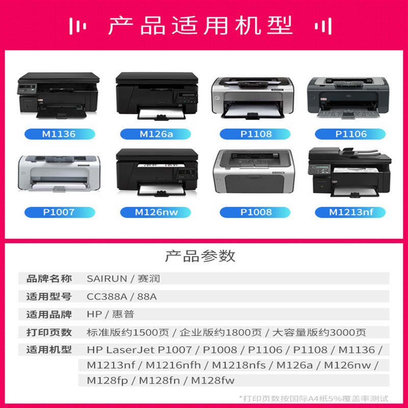 赛润适用惠普m1136硒鼓cmc388a HP1108 p1106 1007 88A M1213NF 1