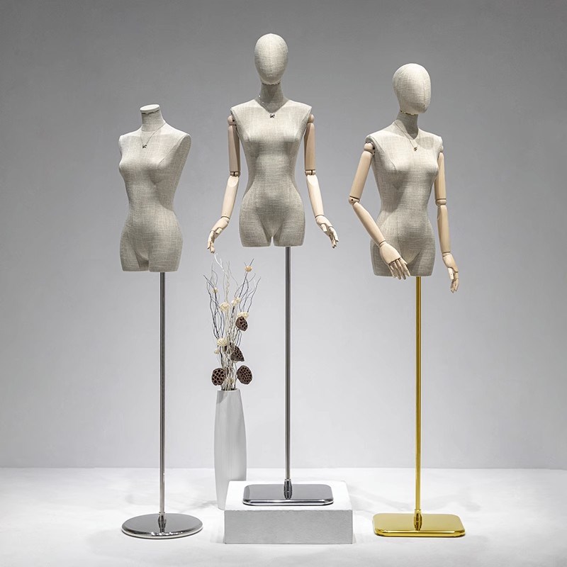 服装店竹节麻模特道具女半身人台橱窗I假人偶全身模型展示架子