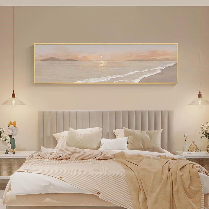 北欧卧室装饰画情侣海景简约主卧房C间背景墙挂画酒店样板间床头