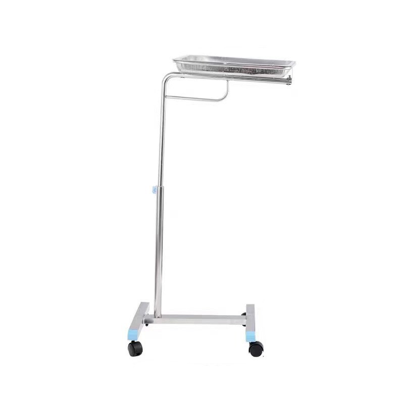 不锈钢手术托盘架单臂器械工具盘架移动升降单Q杆器械架带轮仪器