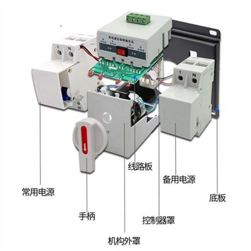 双电源自动转换开关切换开关单相220VB/63A/2P/迷你家用型CB白色