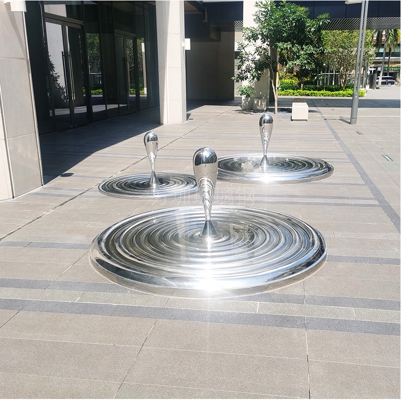 方圳不锈钢镜面水滴雕塑金属抽象水花摆件户外地产酒店装饰定制