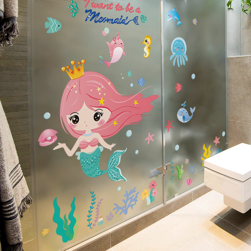 卡通幼儿园玻璃门贴儿童房装饰浴室卫生间防水贴画海洋墙贴纸自粘图片