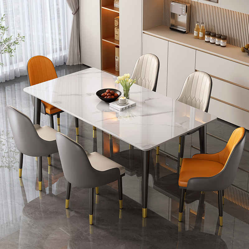 斯帝罗兰岩板餐桌家用小户型轻奢现代简约2023新款长方形大理石饭