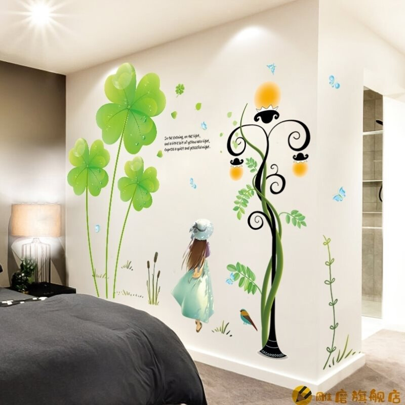 卧室温馨床头装饰墙贴客厅墙壁贴纸清新植物墙纸自粘创意贴画贴花图片