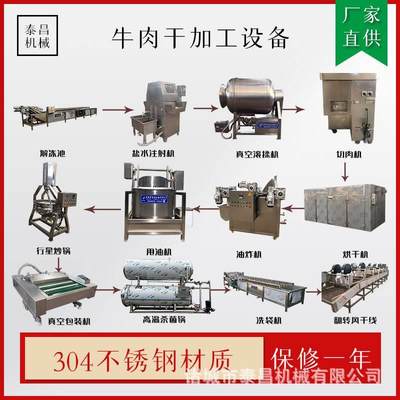 青海牛肉干全套制作设备 牛肉干加工需要的全套流水线设备