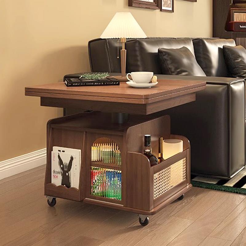 升降茶几可移动实木茶台茶桌折叠餐桌两用多功能客厅沙发伸缩边几