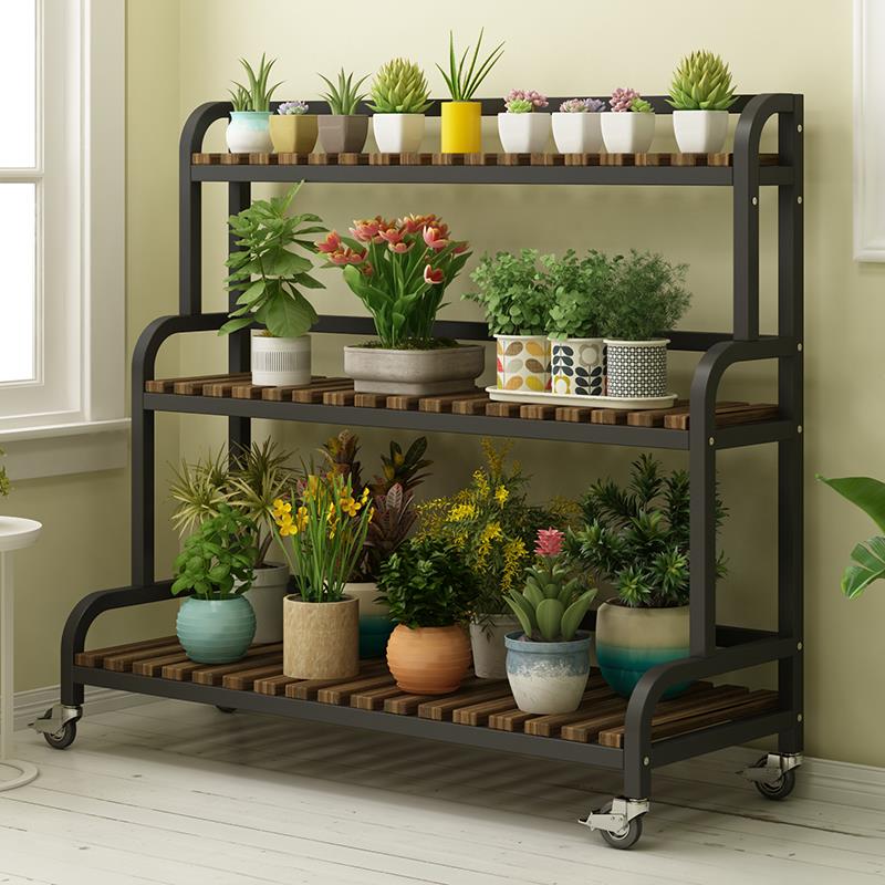 花架子置物架阳台铁艺客厅落地式多肉实木阶梯户外庭院植物摆放架