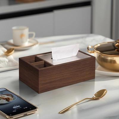 木质餐巾纸盒子餐桌客厅茶几卫生纸盒轻奢高级感高档多功能收纳盒