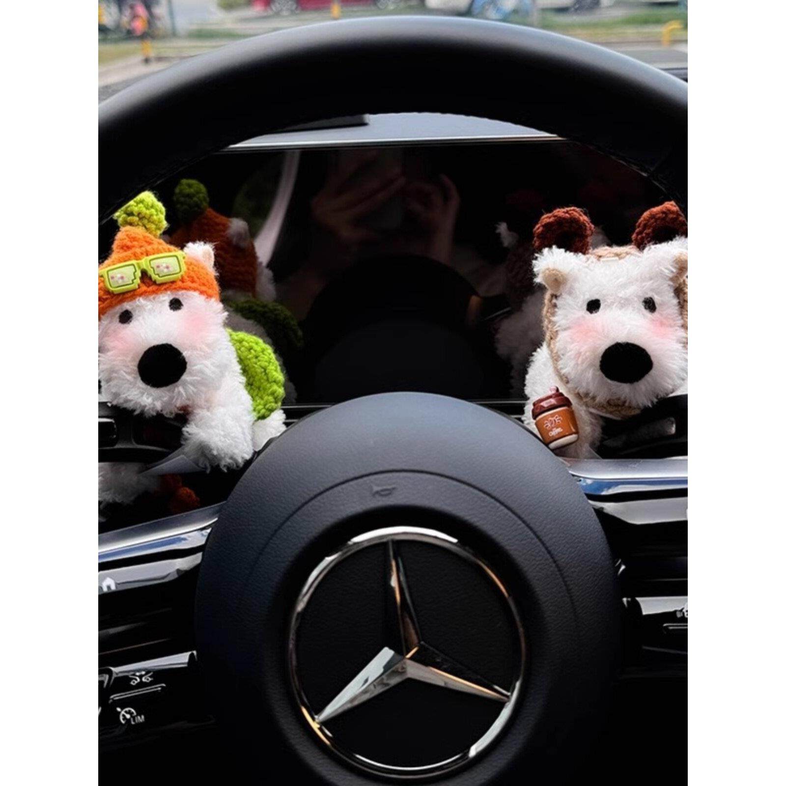 西高地车载汽车怀挡装饰转向灯小狗玩偶雨刮器公仔车内后视镜摆件