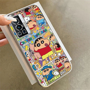 适用VIVOX9电镀银X20手机壳X21全包X23防摔X27卡通X30可爱X50爆款X60男女X70网红L创意plus高级Tpro涂鸦小新