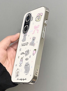 适用华为畅享60/70/80手机壳X电镀透明壳防摔pro时尚wikohi畅享60S/80pro网红畅享plus创意S高颜值小猫小熊