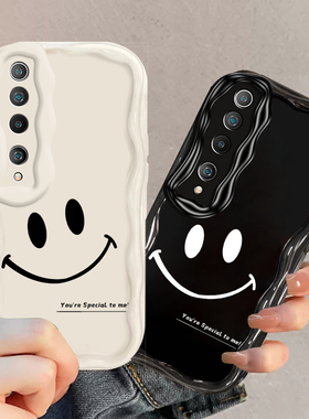 小米10新款10S手机壳10Tlite奶油纹小米11全包11青春活力版防摔11pro高级POCOM3Pro/M4pro经典情侣款黑白笑脸