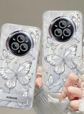 适用真我realme11/12/13/14proplus手机壳新款镜头膜高级时尚pro+白珍珠手链少女高颜值甜美精孔羽纱梦幻蝴蝶