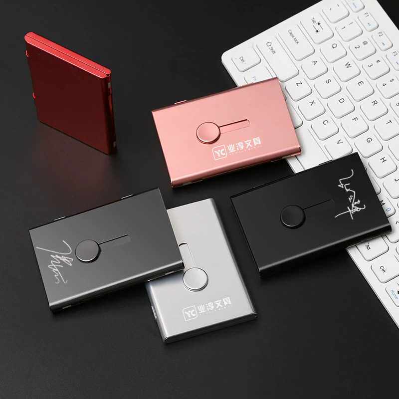 名片夹商务男士便携式随身女名片盒超薄自动卡片金属不锈钢名片盒