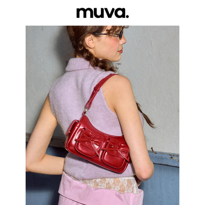 MUVA精致法式腋下包斜挎包可爱蝴蝶结通勤小众