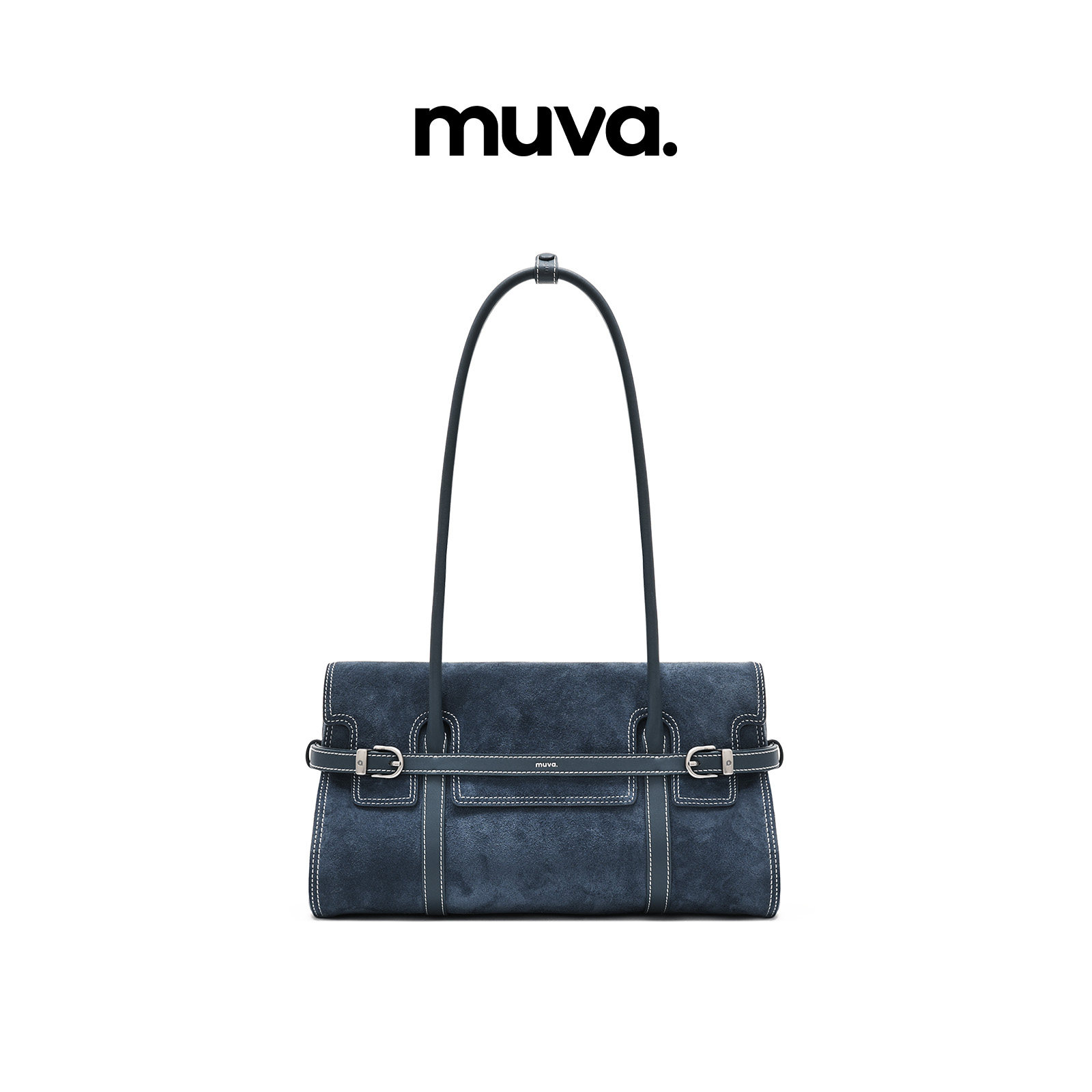 muva.英伦风袢带牛皮大容量女 通勤包包单肩包2025年新品