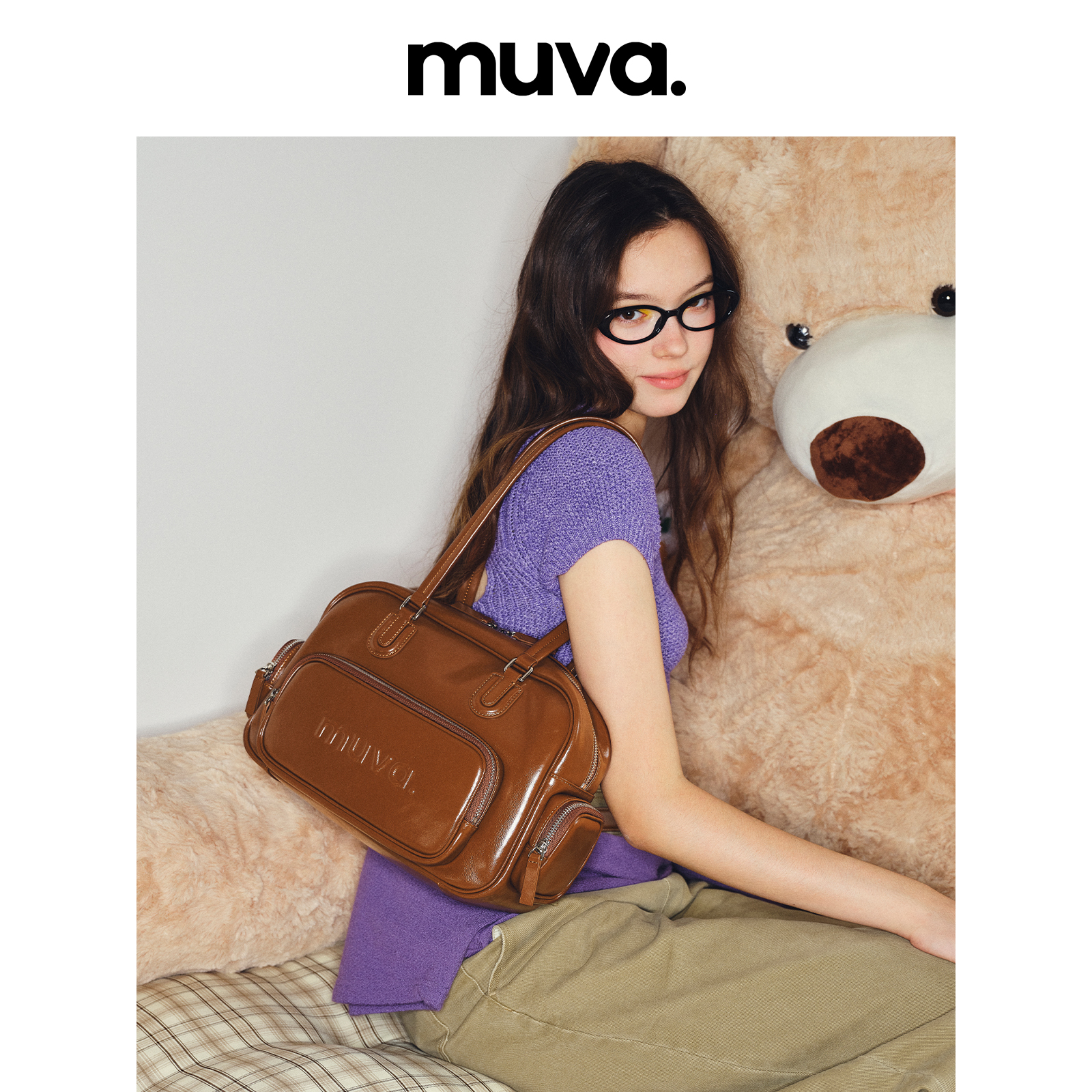 【小敏推荐】MUVA油蜡皮复古保龄球包秋季大容量单肩包