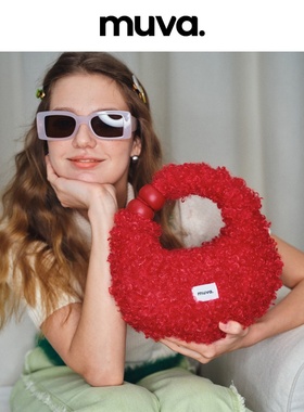 MUVA原创手提包可爱毛绒绒包女小众设计月牙包斜挎包MU-298