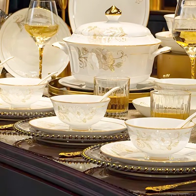 碗碟套装家用高级感轻奢景德镇