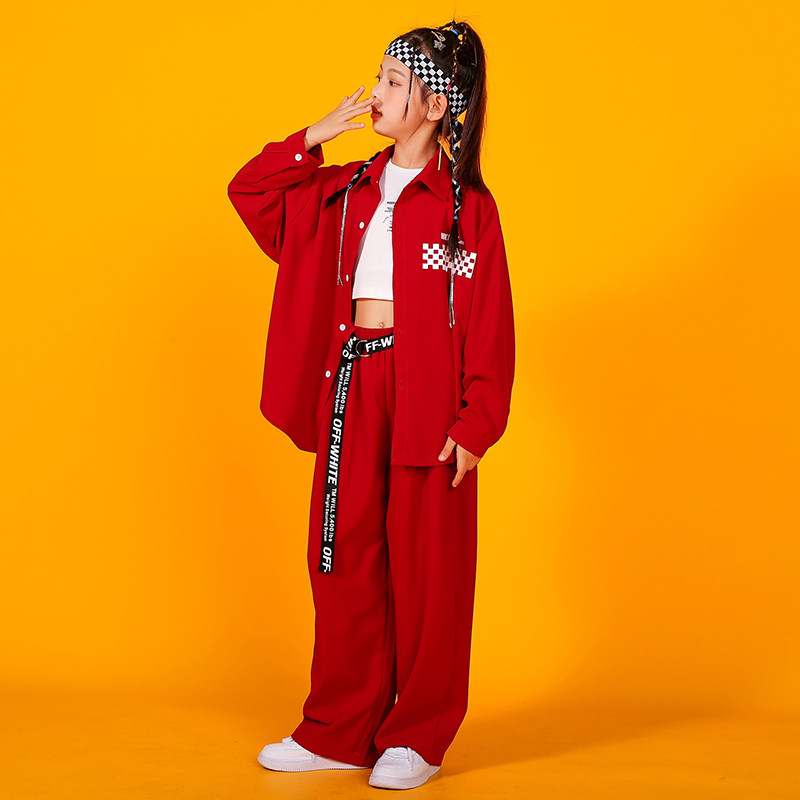 街舞套装潮服衬衫外套hiphop男女童嘻哈装炸街演出服少儿爵士舞服