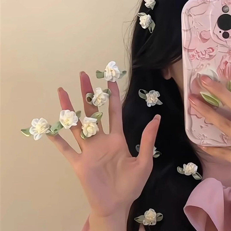 超仙氛围感茉莉花发夹女头饰可爱侧边刘海小花朵夹子发卡边夹发饰