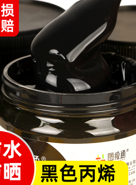 300ml黑色丙烯颜料大瓶2L墙绘涂料肌理画材料防水防晒不掉色炭黑绘画染料美术生专用手绘diy盒装100毫升碳黑