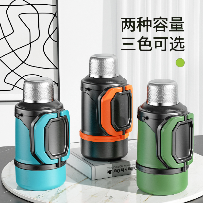 日本品质带手柄茶水分离保温壶男大容量水壶不锈钢壶吨吨桶杯茶瓶