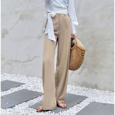 170-175cm Autumn Wide Leg Pants Women Elastic Waist Pants El