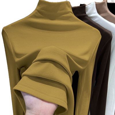 德绒半高领打底衫女秋冬季新款