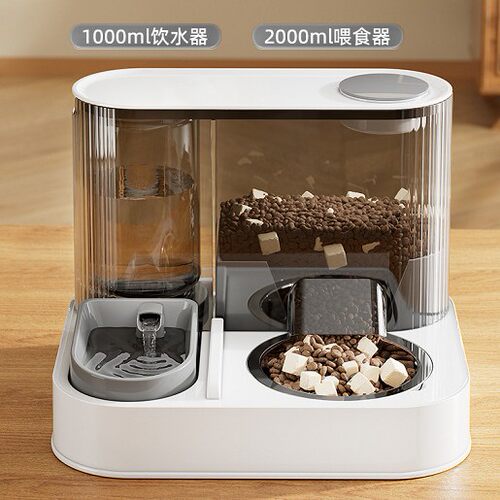 猫咪自动饮水喂食器一体透明可视猫食盆猫碗狗碗投喂器宠物饮水机