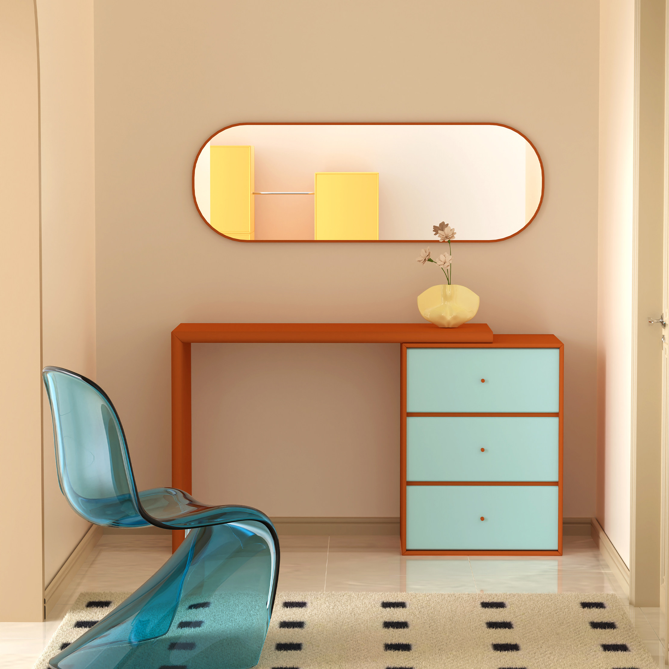 独也/Montana梳妆台现代简约多巴胺卧室彩色斗柜妆台一体化妆桌