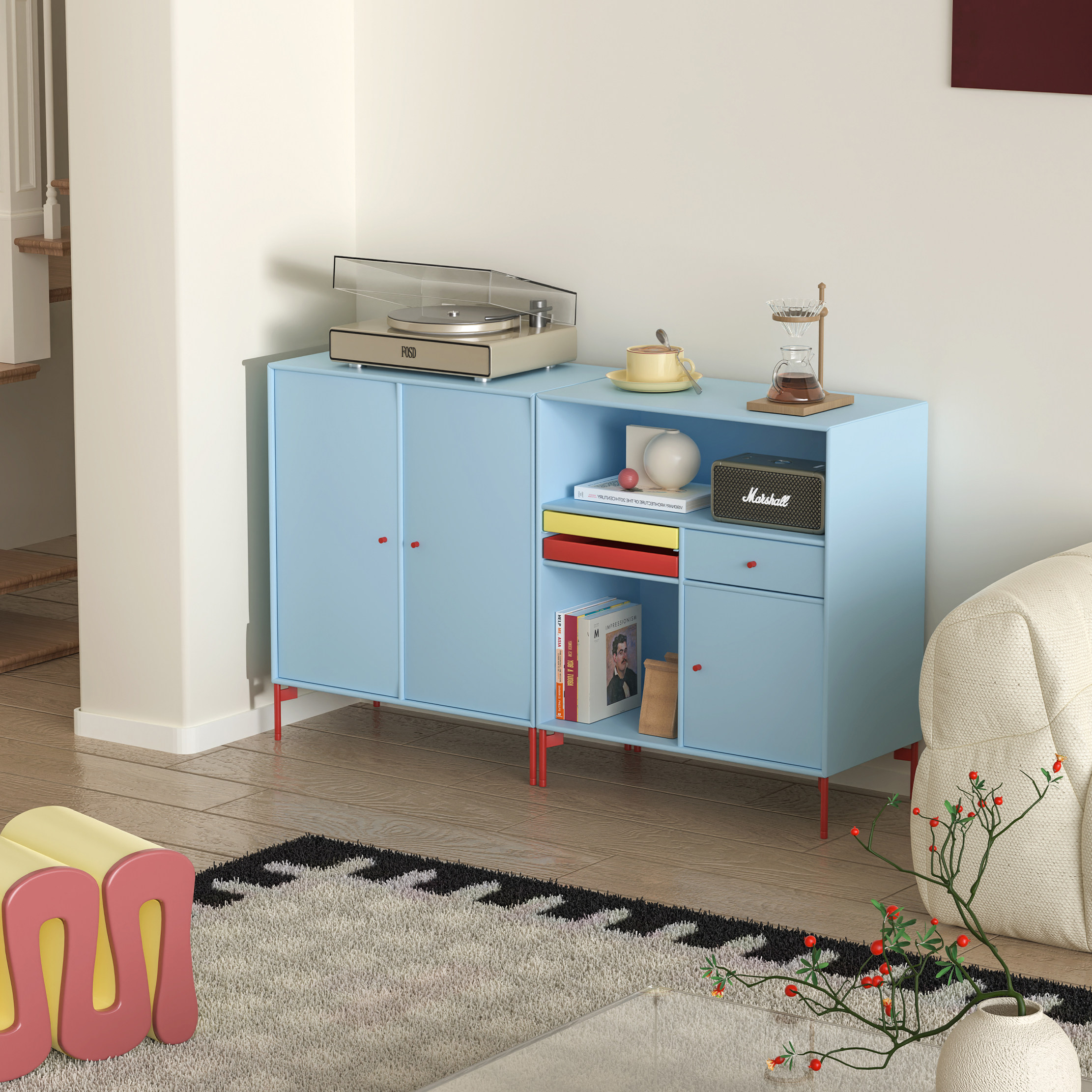 独也/Montana边柜现代简约多巴胺收纳柜北欧风玄关柜餐边柜可定制,住宅家具,组合书柜,淘宝优惠券,粉丝福利购,淘宝优惠卷