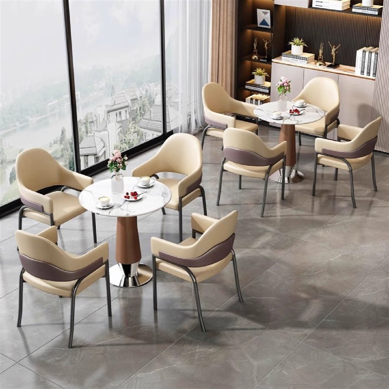轻奢现代简约餐椅家用酒店餐厅休闲椅G售楼部洽谈座椅扶手靠背椅