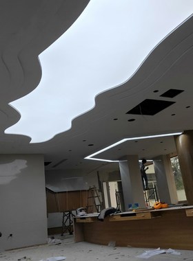 白色软膜天花吊顶灯光膜弹力透光灯槽拉L膜布发光空白灯带广告灯