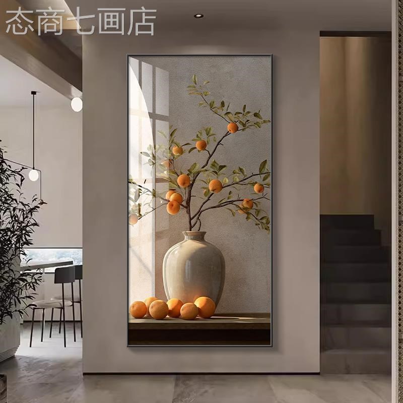 网红柿柿c意入挂户关装饰如对竖版新玄中式走廊正过道背门景墙壁