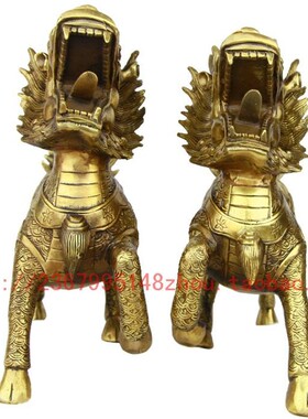 宇卓铜器 纯铜麒麟 站麒麟  L家居装饰工艺品摆件