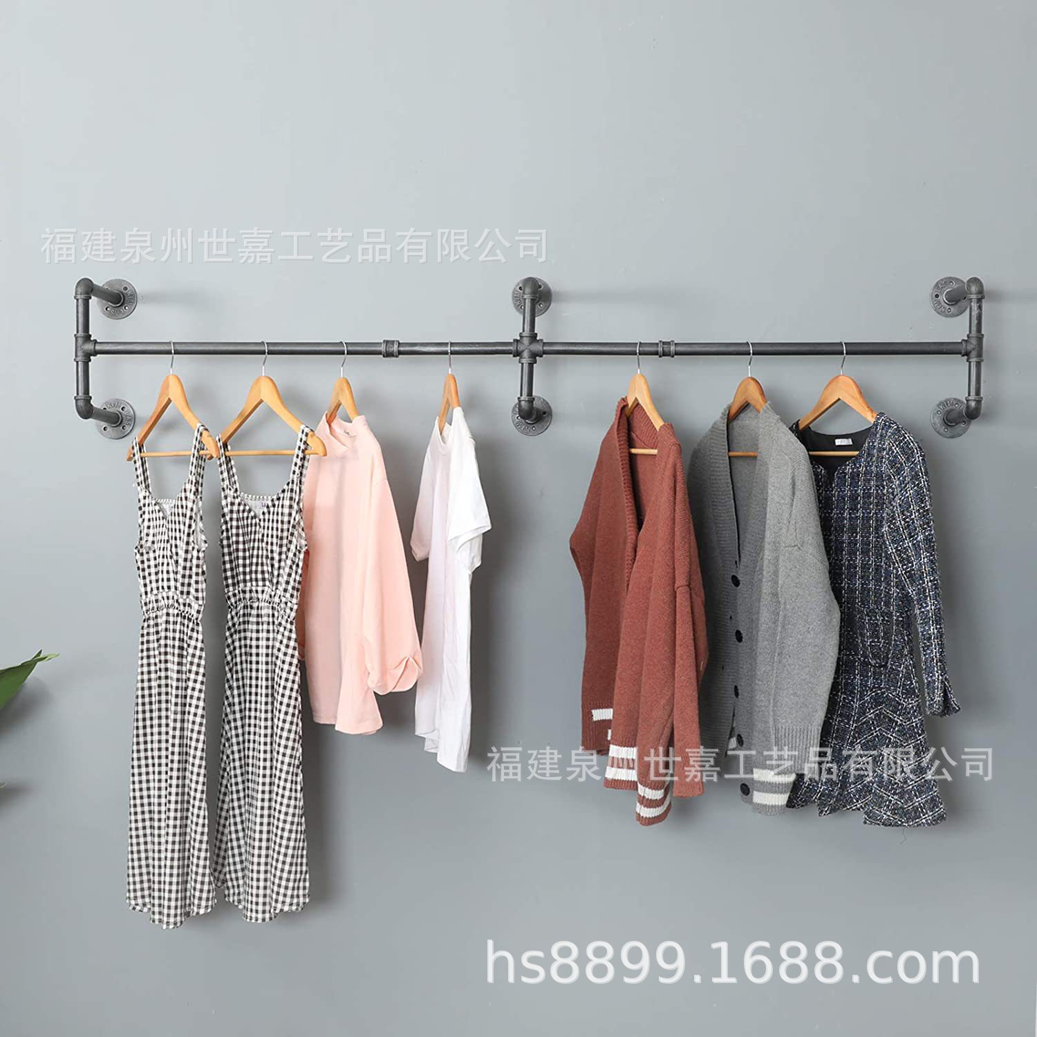 家具衣架挂衣服的衣架杆工业管壁挂衣架73英寸节省空间的重型