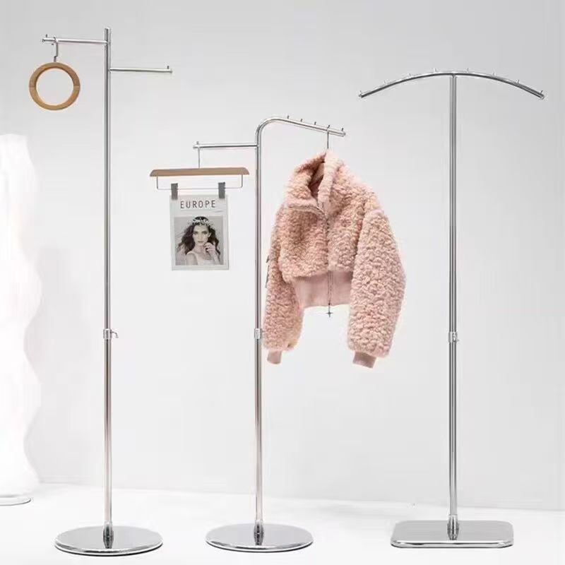 不锈钢落地挂衣架服装店展示架正侧挂衣架商用家用多功能衣帽架