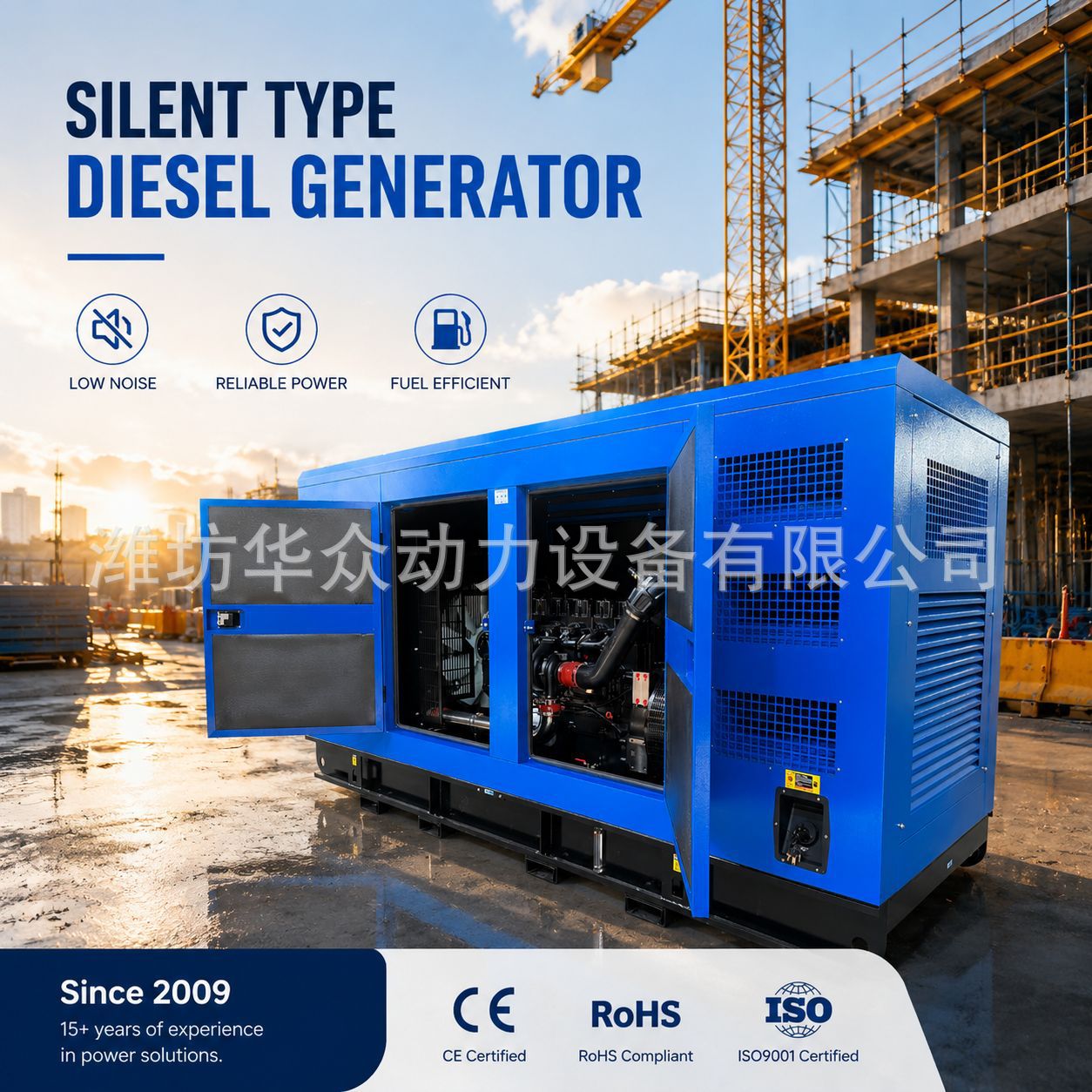 潍柴WP10D264E200发动机250kw300kva静音全自动ATS停电自启发电机