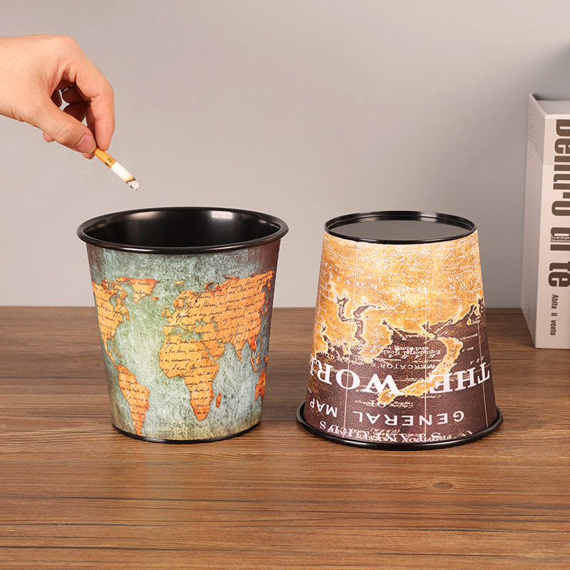 铁艺桌面垃圾桶家用客厅桌上杂物收纳盒办公室迷你无盖废纸篓小号