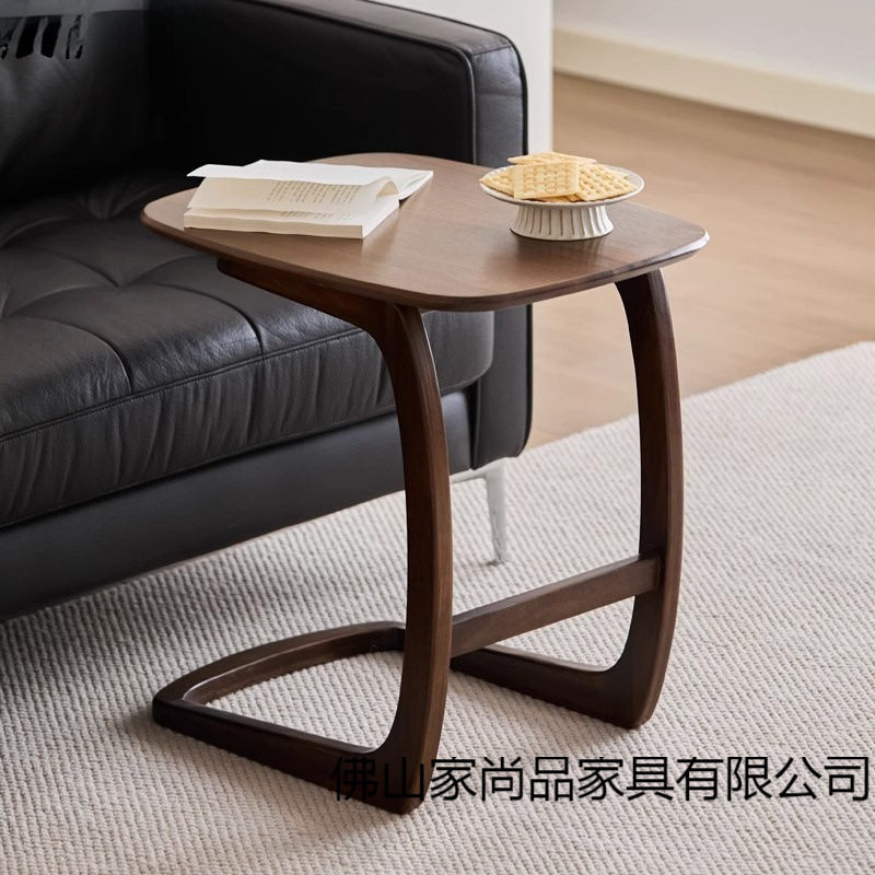 小茶几黑胡桃角几实木沙发边几客厅阳台小户型床边桌橡胶木可移动