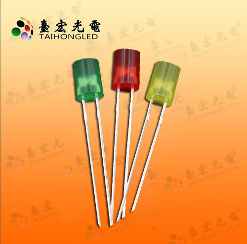 发光二极管LEDF5/5mm平头带色长脚无边红光黄绿光直插LED指示灯珠
