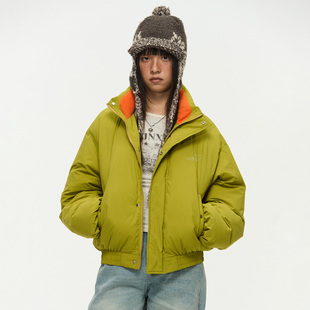 【chammy专属】江南先生摇粒绒撞色反光棉服立领带围巾棉衣短款