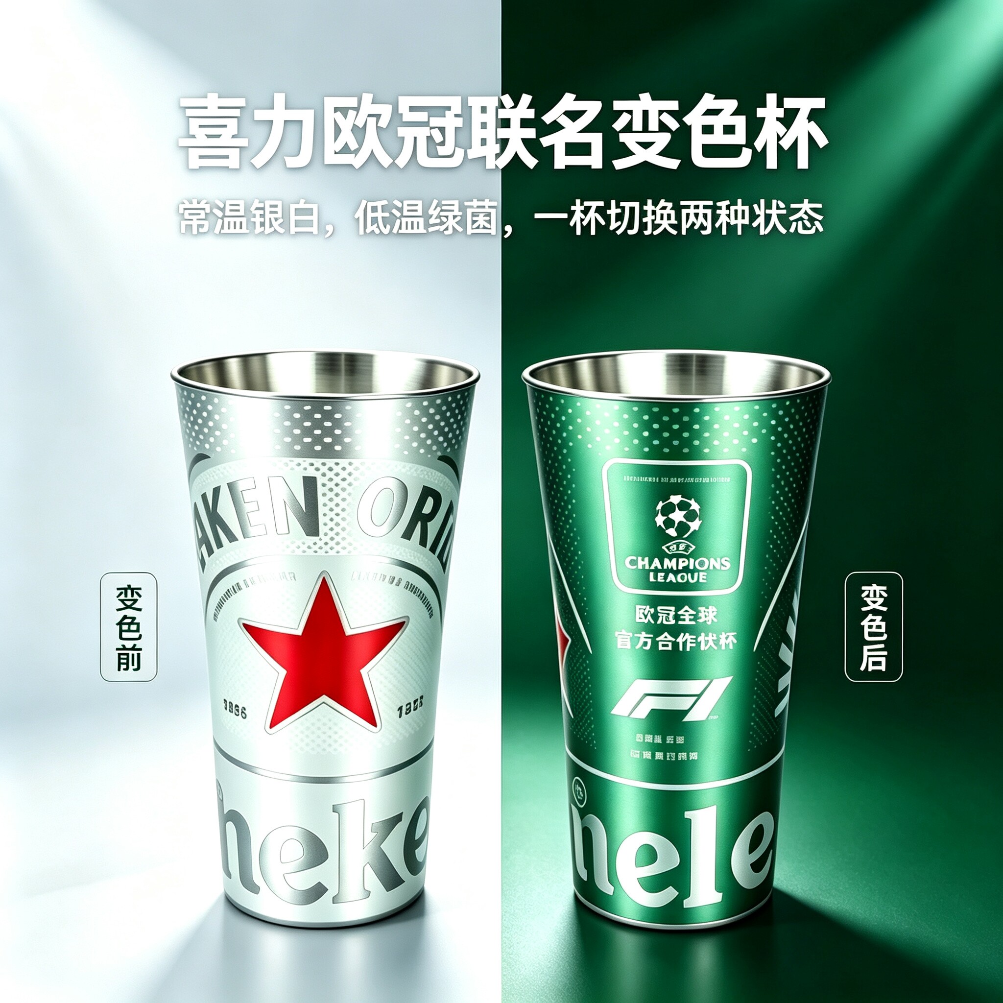 喜力啤酒冷变金属铝杯