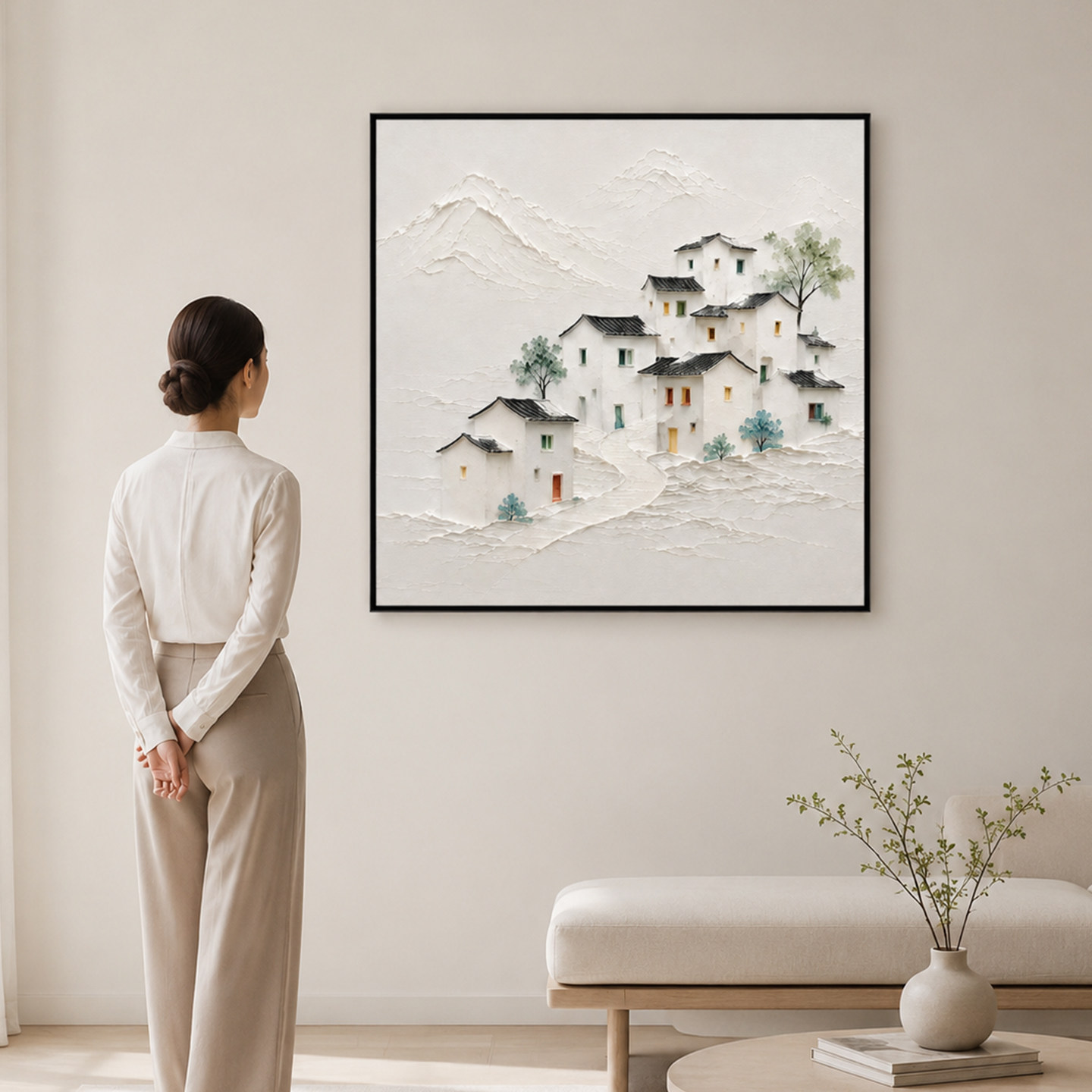 大芬村手绘江南立体肌理油画