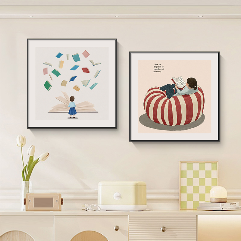 儿童房装饰画 画女孩男孩房间挂画 画卡通创意墙面布置壁画 画卧